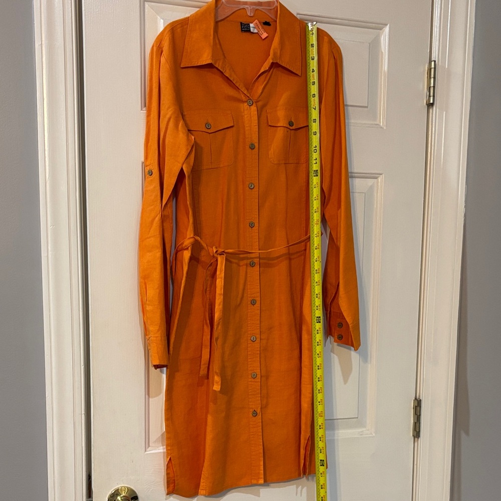Saks Fifth Avenue Vibrant Orange Linen Dress